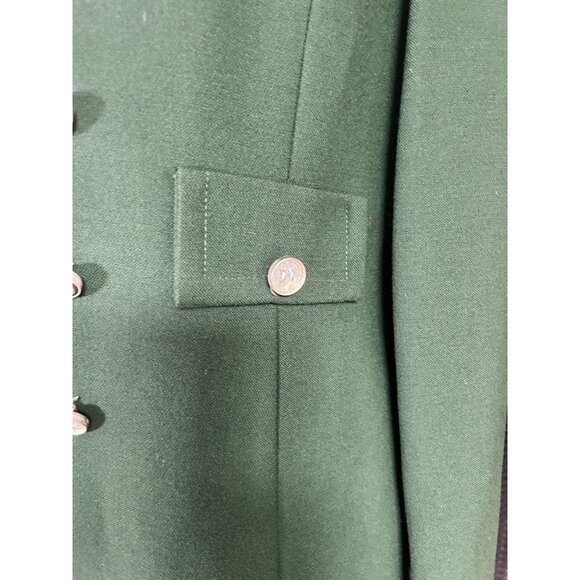 Vintage Flemington Furs 60s Green Wool Mod Dress Suit Fur Collar Classy Classic - Picture 8 of 16